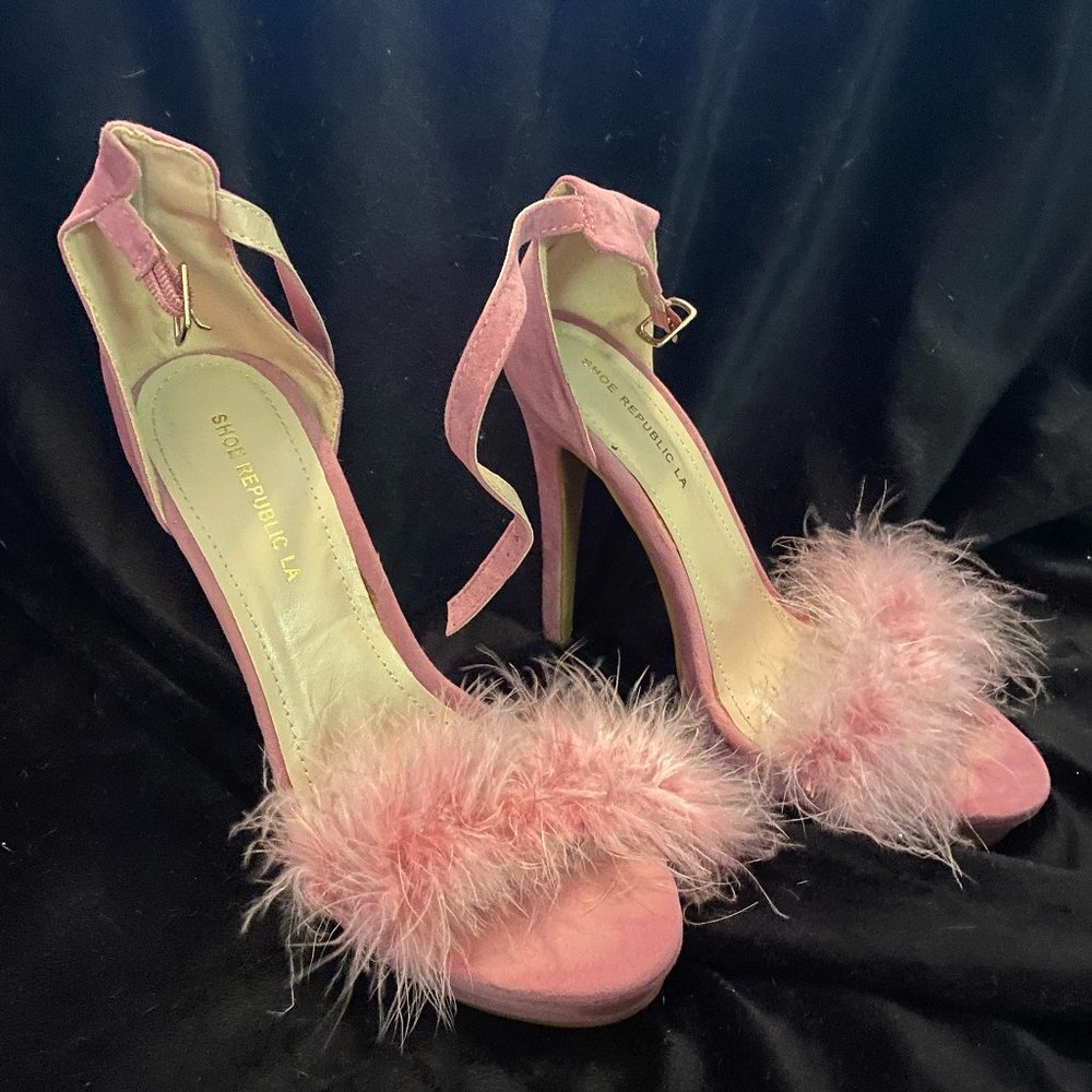 Pink Faux Fur Heels
